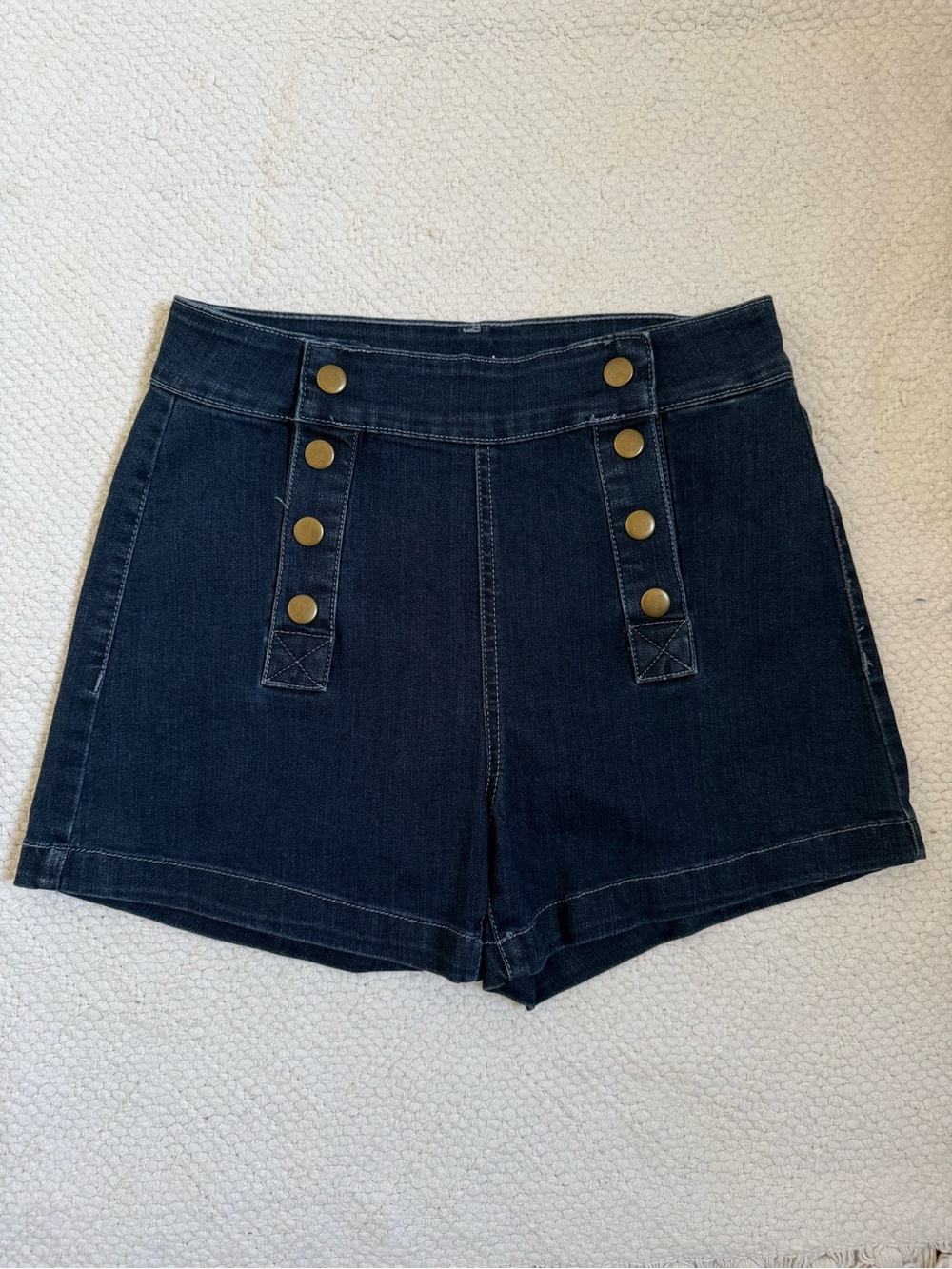 MAISON JULES High-Waist Dark Denim Button Accent Women’s Shorts